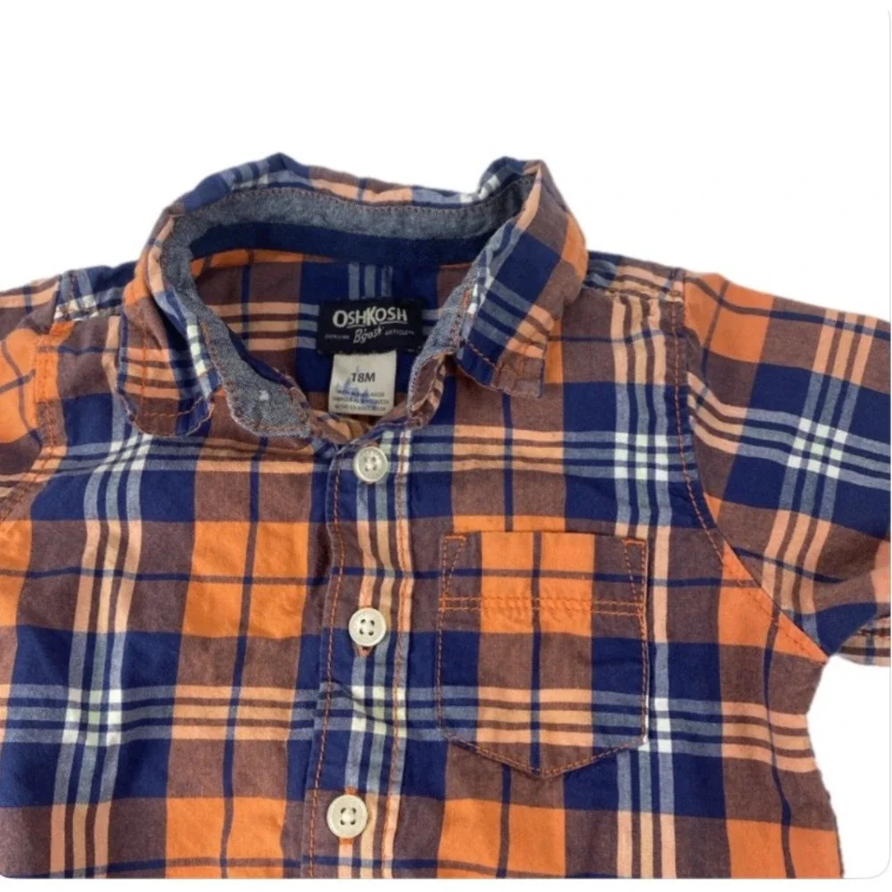 OshKosh B'gosh Genuine Article Plaid Long Sleeve Bodysuit Jeans 18M